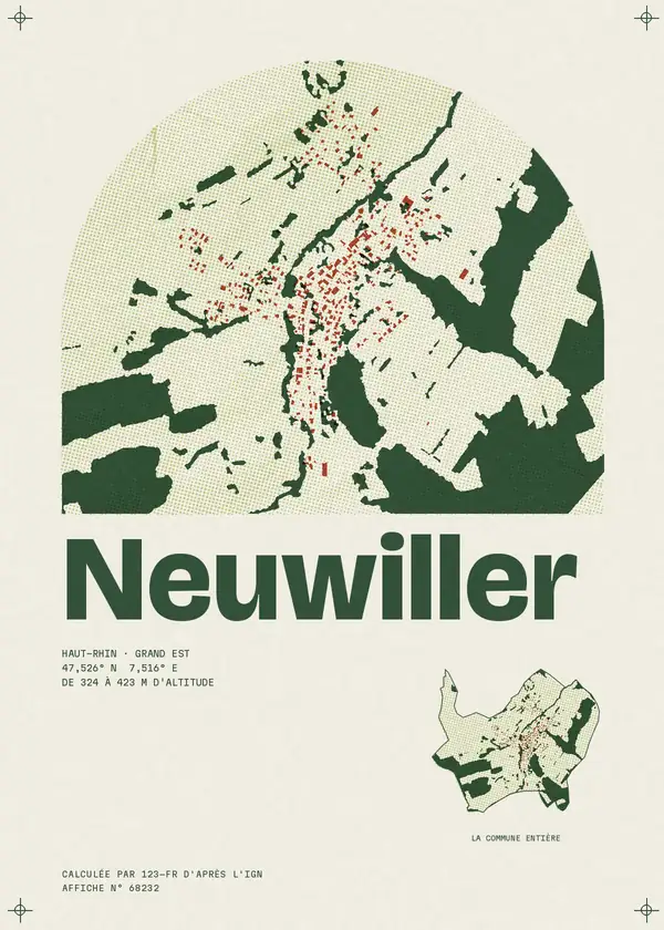 Affiche de Neuwiller, calculée par 123-fr d'après l'IGN