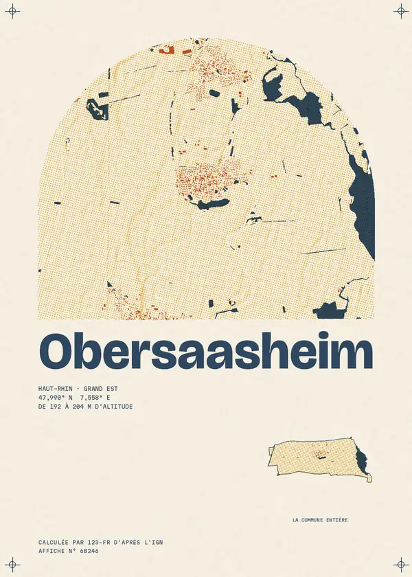 Affiche de Obersaasheim, calculée par 123-fr d'après l'IGN