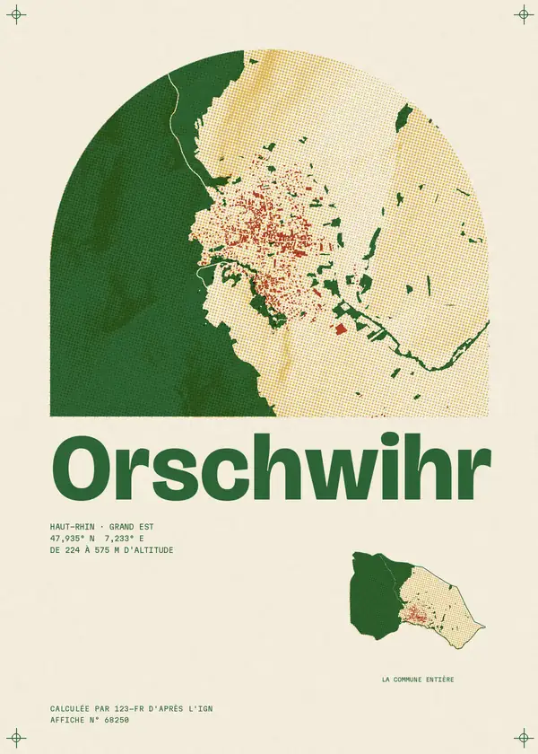 Affiche de Orschwihr, calculée par 123-fr d'après l'IGN