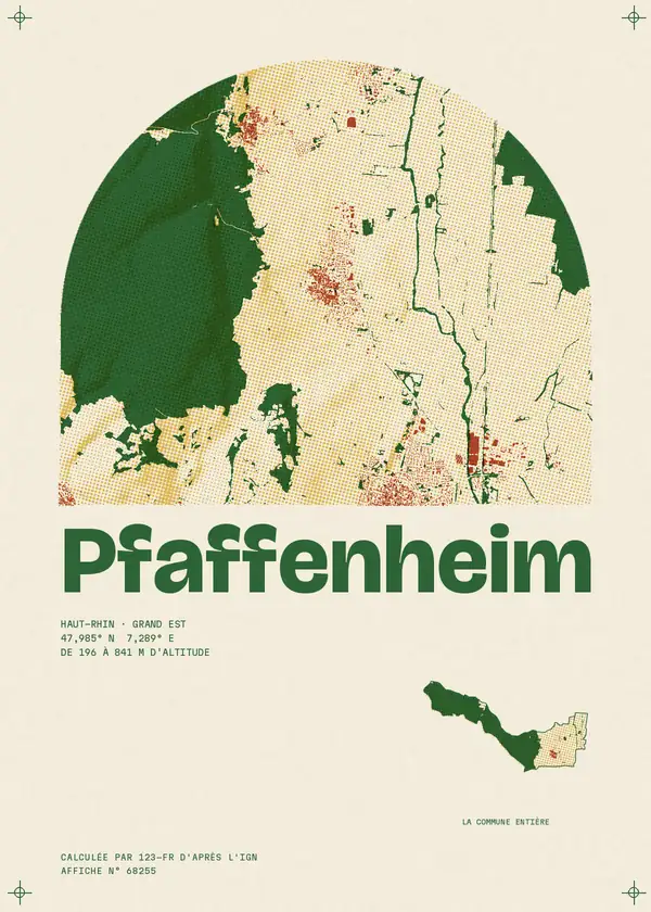 Affiche de Pfaffenheim, calculée par 123-fr d'après l'IGN