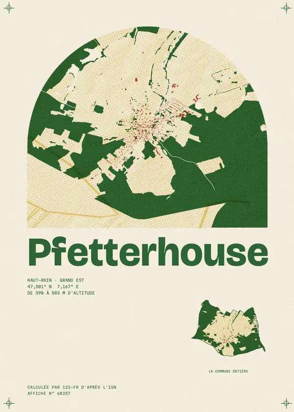 Affiche de Pfetterhouse, calculée par 123-fr d'après l'IGN