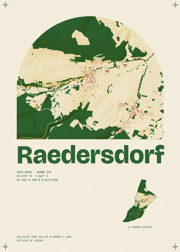 Affiche de Raedersdorf, calculée par 123-fr d'après l'IGN