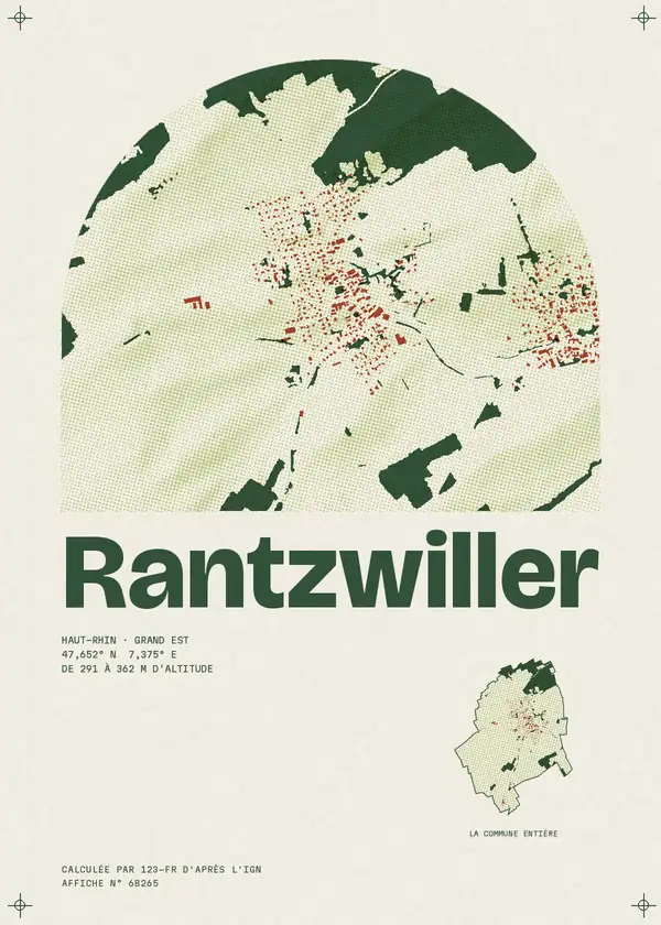 Affiche de Rantzwiller, calculée par 123-fr d'après l'IGN