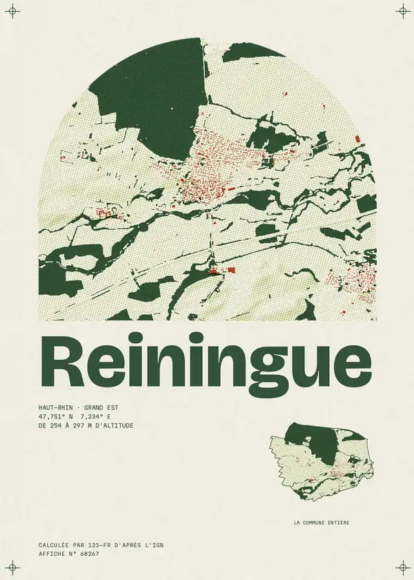 Affiche de Reiningue, calculée par 123-fr d'après l'IGN