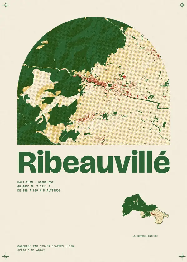 Affiche de Ribeauvillé, calculée par 123-fr d'après l'IGN