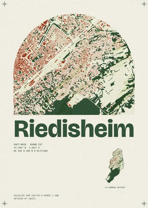 Affiche de Riedisheim, calculée par 123-fr d'après l'IGN