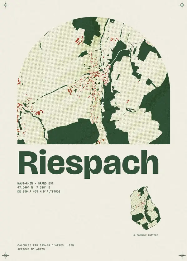Affiche de Riespach, calculée par 123-fr d'après l'IGN