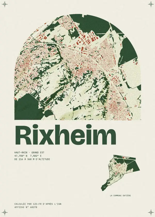 Affiche de Rixheim, calculée par 123-fr d'après l'IGN