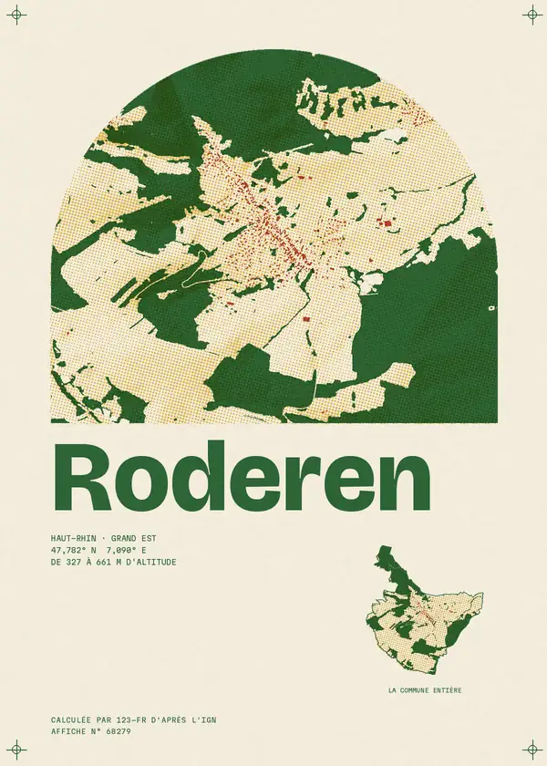 Affiche de Roderen, calculée par 123-fr d'après l'IGN