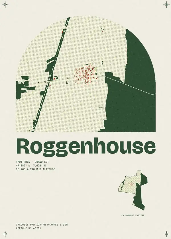 Affiche de Roggenhouse, calculée par 123-fr d'après l'IGN