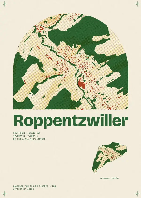 Affiche de Roppentzwiller, calculée par 123-fr d'après l'IGN