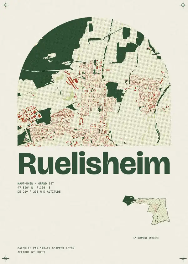Affiche de Ruelisheim, calculée par 123-fr d'après l'IGN