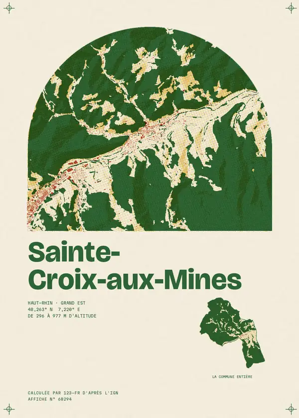 Affiche de Sainte-Croix-aux-Mines, calculée d'après l'IGN