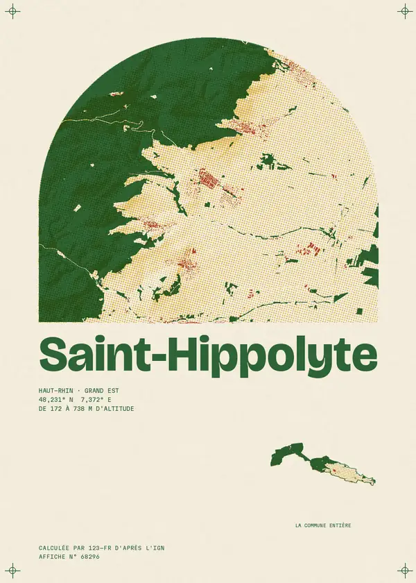 Affiche de Saint-Hippolyte, calculée par 123-fr d'après l'IGN