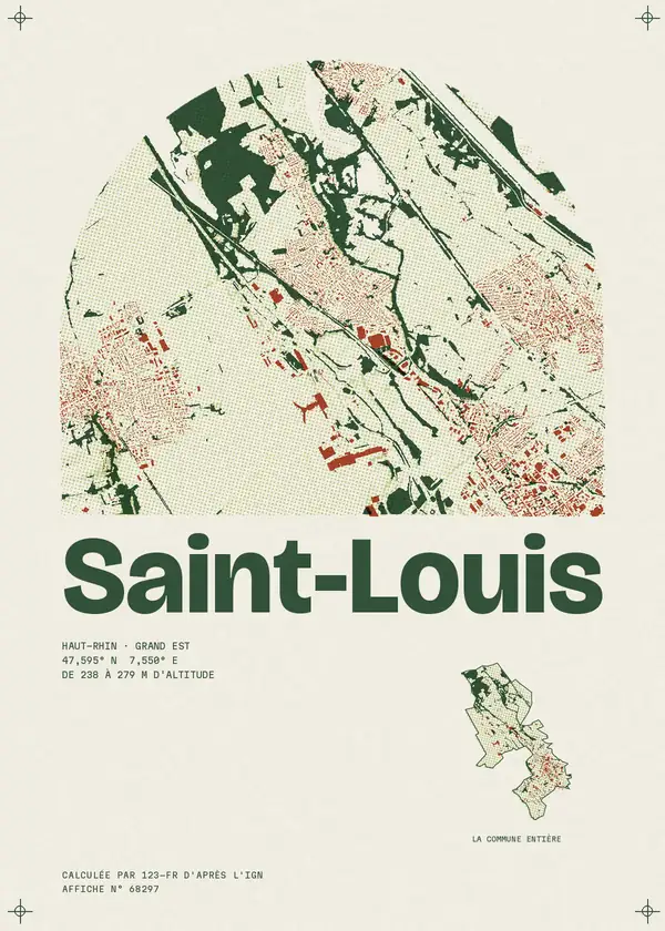 Affiche de Saint-Louis, calculée par 123-fr d'après l'IGN