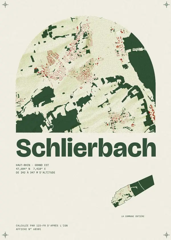 Affiche de Schlierbach, calculée par 123-fr d'après l'IGN