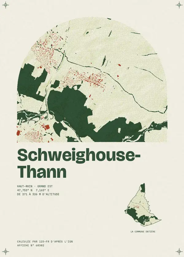 Affiche de Schweighouse-Thann, calculée par 123-fr d'après l'IGN
