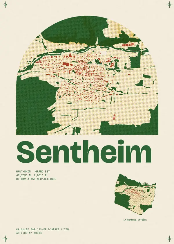 Affiche de Sentheim, calculée par 123-fr d'après l'IGN