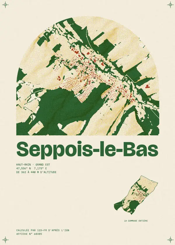 Affiche de Seppois-le-Bas, calculée par 123-fr d'après l'IGN