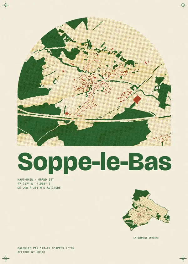 Affiche de Soppe-le-Bas, calculée par 123-fr d'après l'IGN