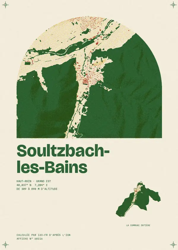 Affiche de Soultzbach-les-Bains, calculée par 123-fr d'après l'IGN