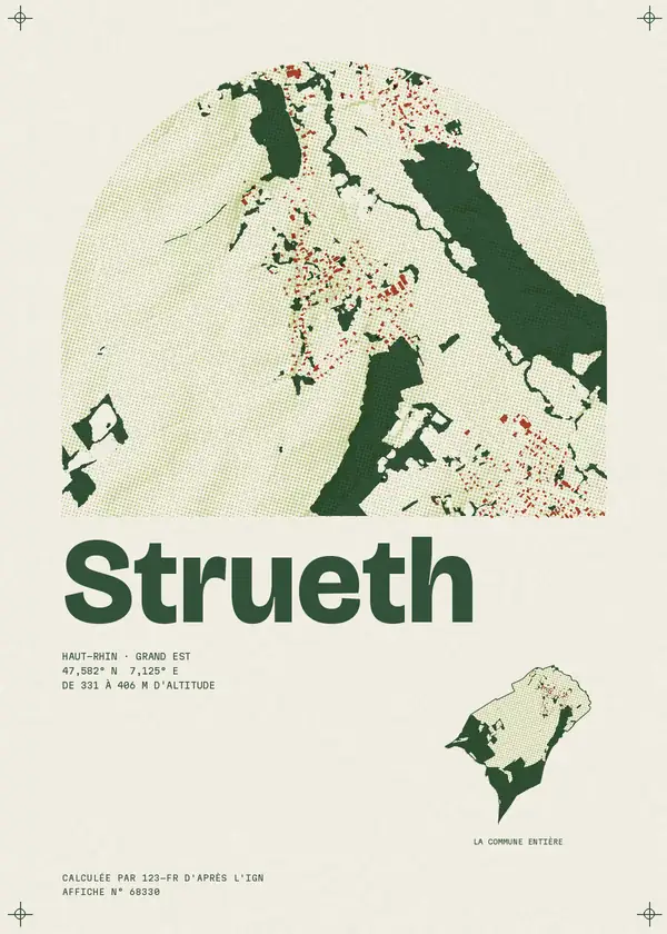 Affiche de Strueth, calculée par 123-fr d'après l'IGN