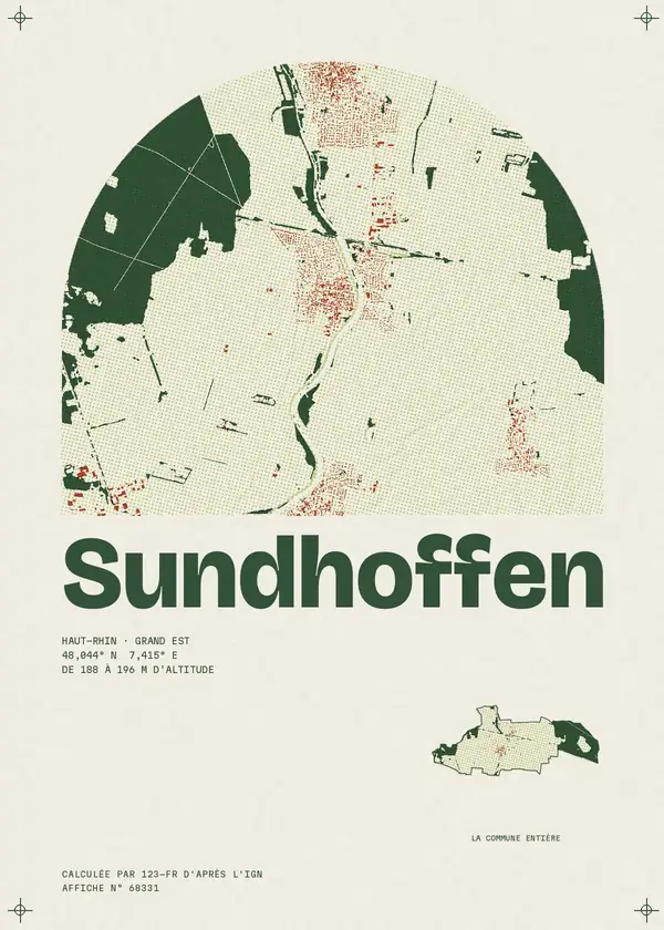 Affiche de Sundhoffen, calculée par 123-fr d'après l'IGN