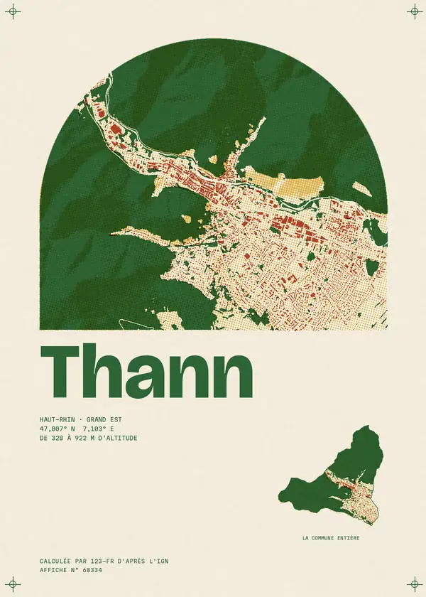 Affiche de Thann, calculée par 123-fr d'après l'IGN