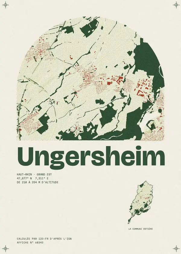 Affiche de Ungersheim, calculée par 123-fr d'après l'IGN