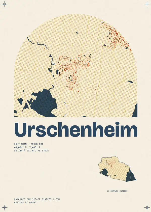 Affiche de Urschenheim, calculée par 123-fr d'après l'IGN