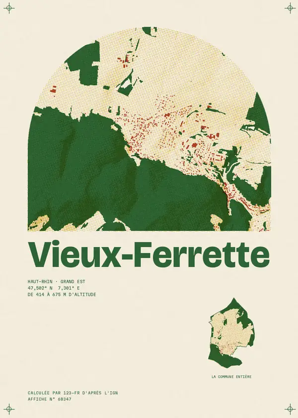 Affiche de Vieux-Ferrette, calculée par 123-fr d'après l'IGN
