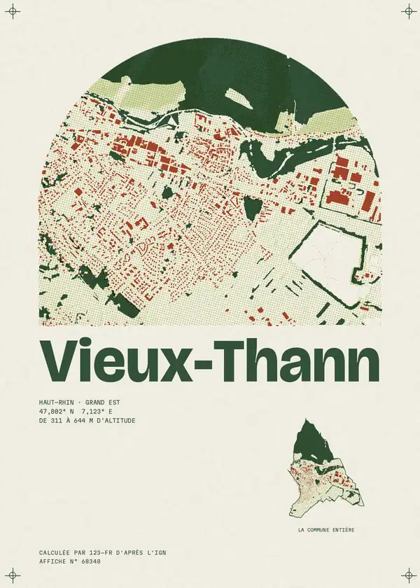 Affiche de Vieux-Thann, calculée par 123-fr d'après l'IGN