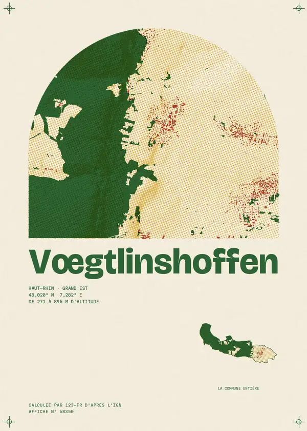 Affiche de Vœgtlinshoffen, calculée par 123-fr d'après l'IGN