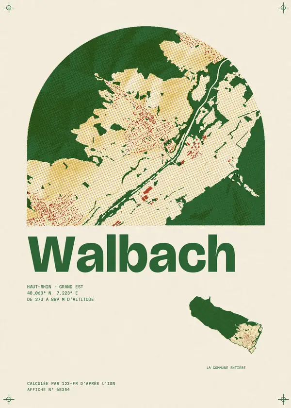 Affiche de Walbach, calculée par 123-fr d'après l'IGN