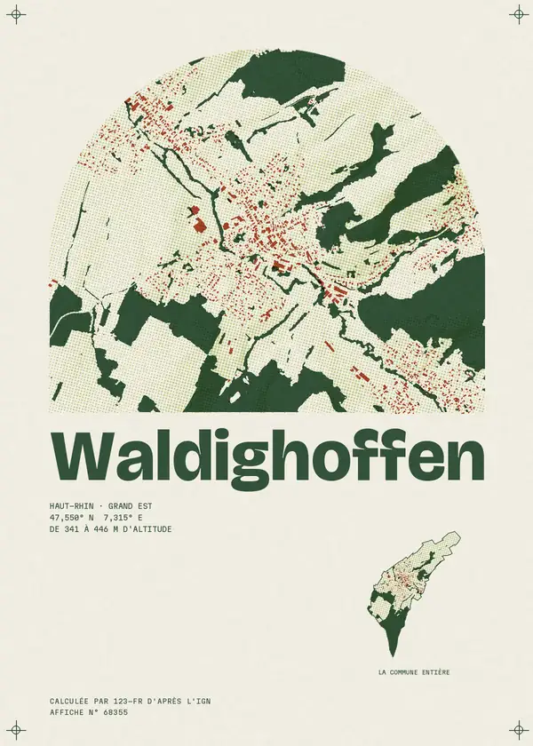 Affiche de Waldighoffen, calculée par 123-fr d'après l'IGN