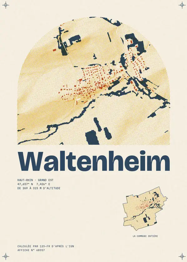 Affiche de Waltenheim, calculée par 123-fr d'après l'IGN