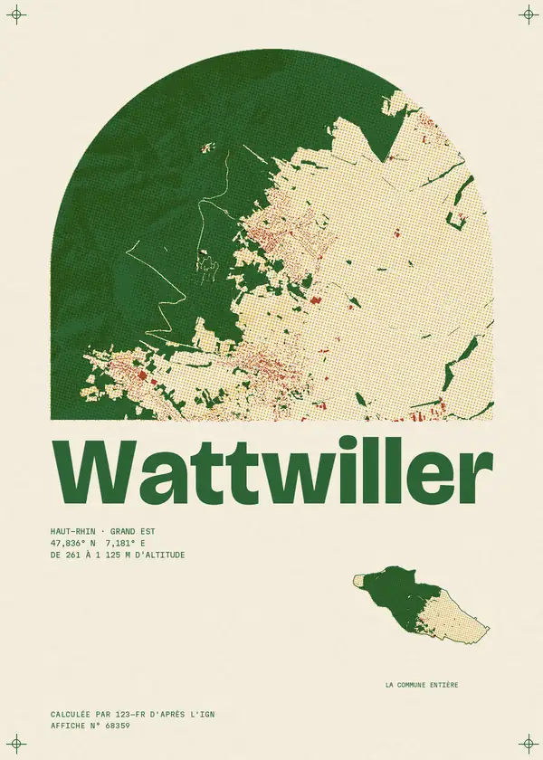 Affiche de Wattwiller, calculée par 123-fr d'après l'IGN