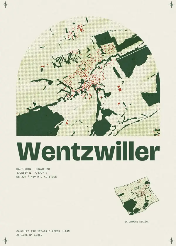 Affiche de Wentzwiller, calculée par 123-fr d'après l'IGN