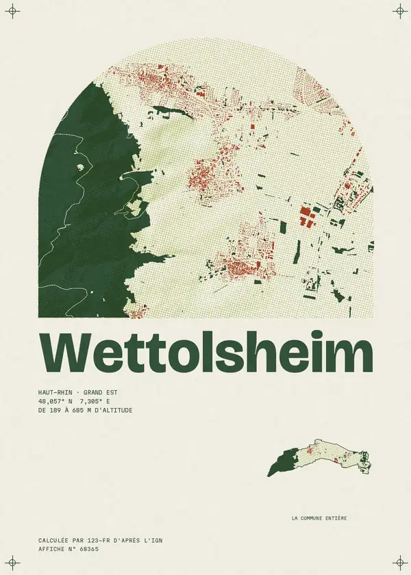 Affiche de Wettolsheim, calculée par 123-fr d'après l'IGN