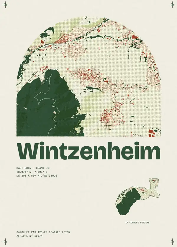 Affiche de Wintzenheim, calculée par 123-fr d'après l'IGN