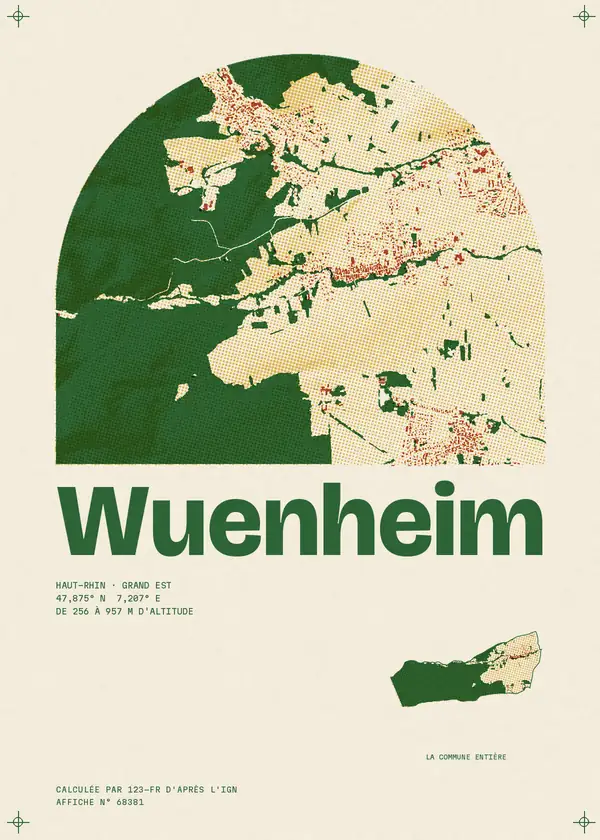 Affiche de Wuenheim, calculée par 123-fr d'après l'IGN