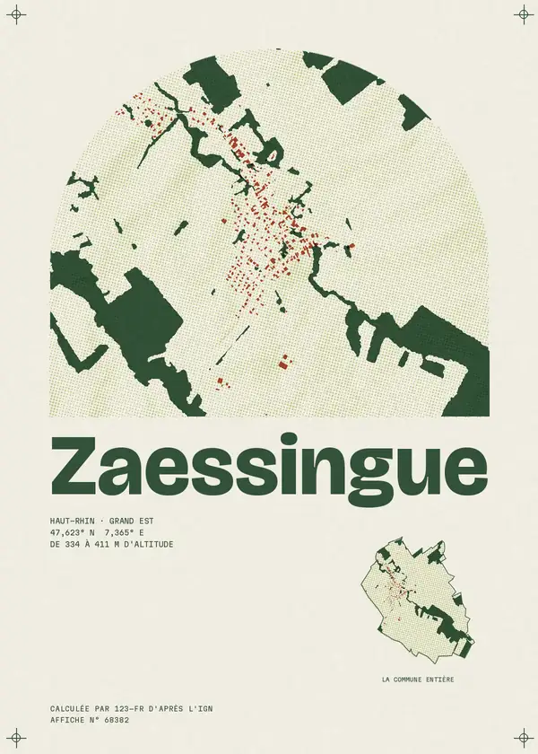 Affiche de Zaessingue, calculée par 123-fr d'après l'IGN