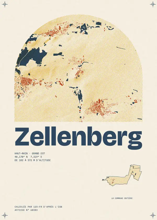 Affiche de Zellenberg, calculée par 123-fr d'après l'IGN