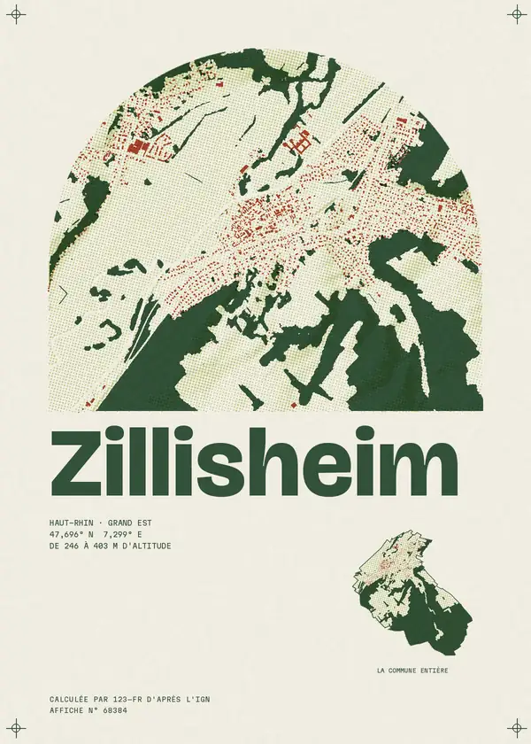 Affiche de Zillisheim, calculée par 123-fr d'après l'IGN