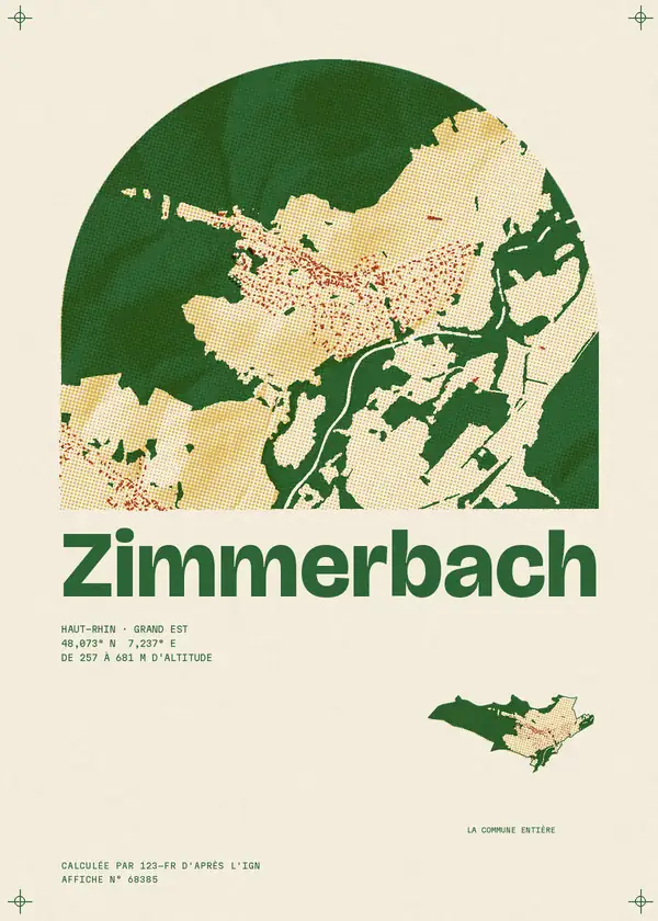 Affiche de Zimmerbach, calculée par 123-fr d'après l'IGN