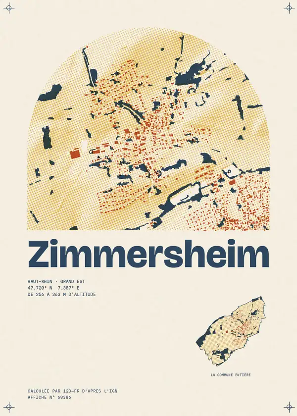 Affiche de Zimmersheim, calculée par 123-fr d'après l'IGN