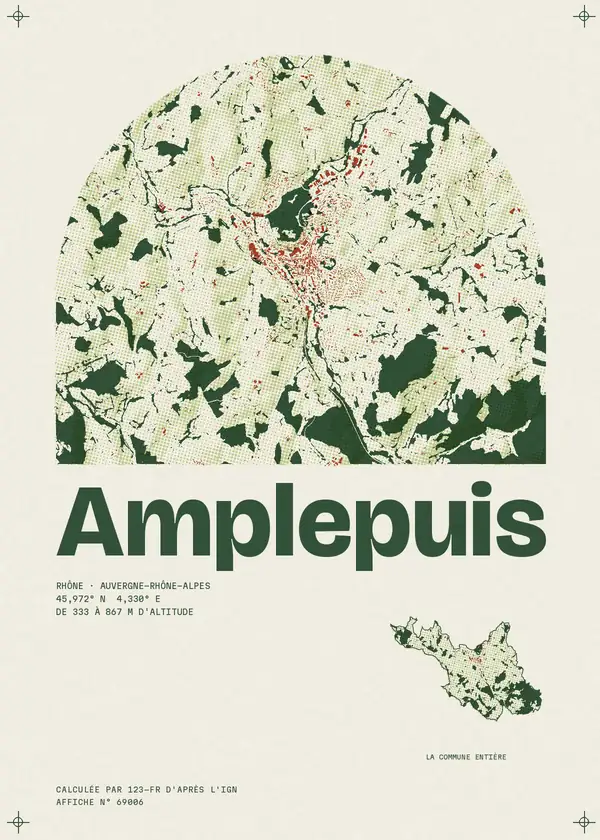 Affiche de Amplepuis, calculée par 123-fr d'après l'IGN