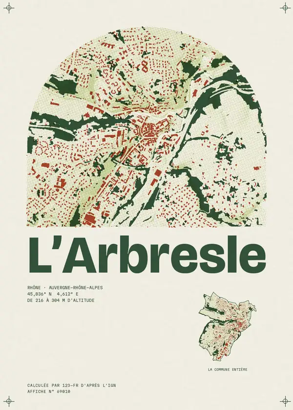 Affiche de L'Arbresle, calculée par 123-fr d'après l'IGN