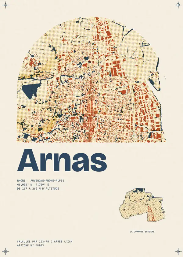 Affiche de Arnas, calculée par 123-fr d'après l'IGN