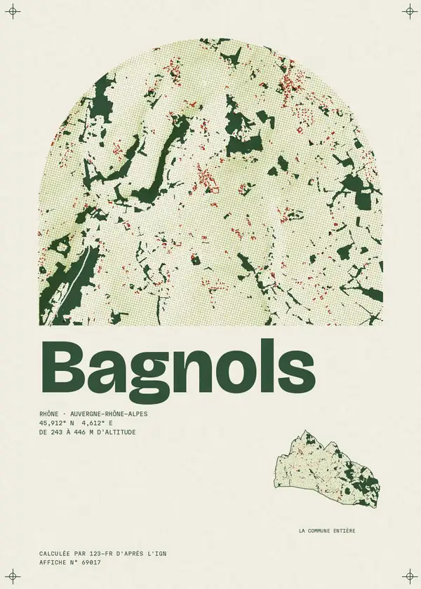 Affiche de Bagnols, calculée par 123-fr d'après l'IGN